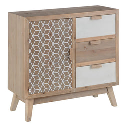 Gemakkelijk verplaatsbare meubels KENSY Wit Natuurlijk Sparrenhout Dennenhout Hout MDF 76,5 x 30...