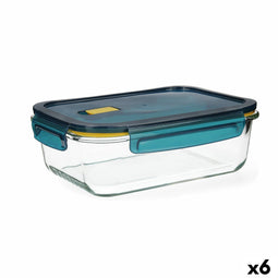Hermetische Lunchtrommel Quid Astral Blauw Glas 1,52 L 23 x 17,5 x 8,4 cm (6 Stuks)