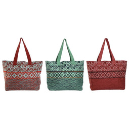 Handtas Dames Home ESPRIT Rood Groen Koraal 55 x 14 x 35 cm (3 Stuks)