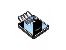Powerbank 10000 mAh Mini + 4 Charging cables & LED lamps (Black)