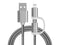 Reekin Cable (2in1 MicroUSB & Lightning) 1 Meter (Silver-Nylon)