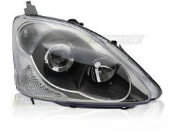 Koplamp rechts - voor Honda Civic 2003-2006 hatchback - TYC - zwart