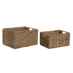 Basket spelset Home ESPRIT Natuurlijk Metaal Natuurlijke Vezel 36 x 28 x 21 cm (2 Onderdelen)