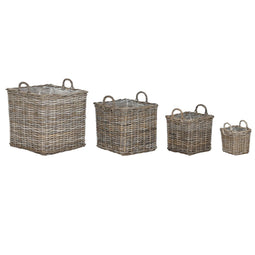 Basket spelset Home ESPRIT Lichtgrijs vlechtwerk 50 x 50 x 58 cm (4 Onderdelen)