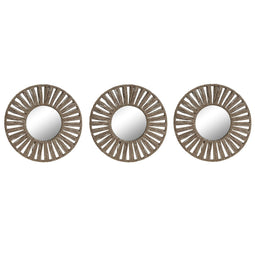 Set spiegels Home ESPRIT Natuurlijk Jute Kristal Tropisch 20 x 1 x 20 cm (3 Onderdelen)