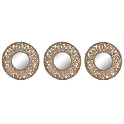 Set spiegels Home ESPRIT Natuurlijk Hout Kristal Scandi 20 x 1 x 20 cm (3 Onderdelen)