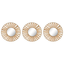 Set spiegels Home ESPRIT Natuurlijk Raffia Kristal Scandi 20 x 2 x 20 cm (3 Onderdelen)