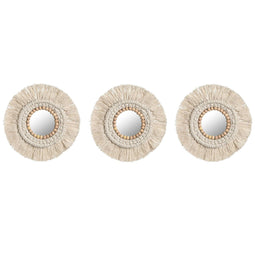 Set spiegels Home ESPRIT Wit Kristal Boho 20 x 1 x 20 cm (3 Onderdelen)