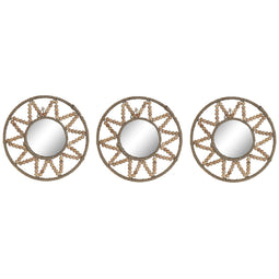 Set spiegels Home ESPRIT Natuurlijk Hout Kristal Scandi 20 x 1 x 20 cm (3 Onderdelen)