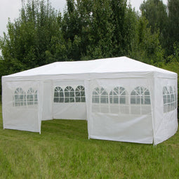 Tuinpaviljoen met zijwanden 3x6 m Wit