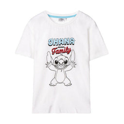 T-Shirt met Korte Mouwen Stitch Wit Maat 4 Jaar