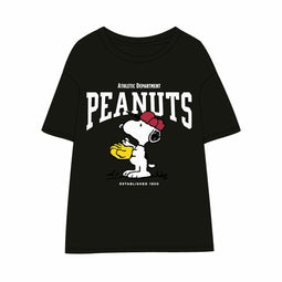 Dames-T-Shirt met Korte Mouwen Snoopy Zwart Maat XS