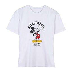 Dames-T-Shirt met Korte Mouwen Mickey Mouse Wit Maat S