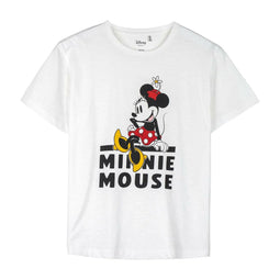 Dames-T-Shirt met Korte Mouwen Minnie Mouse Wit Maat XS