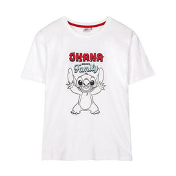 Dames-T-Shirt met Korte Mouwen Stitch Wit Maat S