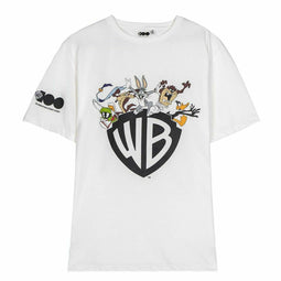 Heren-T-Shirt met Korte Mouwen Warner Bros Wit Maat S