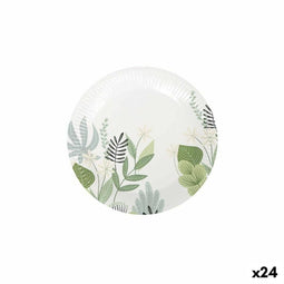 Bordenset Algon Wegwerp Karton Gebloemd 12 Onderdelen 18 cm (24 Stuks)