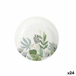Bordenset Algon Wegwerp Karton Gebloemd 10 Onderdelen 20 cm (24 Stuks)