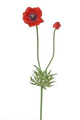 Louis Maes - Anemoon steel l60 cm rood kunstbloem zijde nepbloem