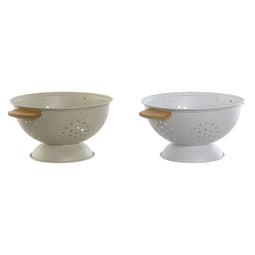 Uitwringbaar Home ESPRIT Wit Beige Bamboe Roestvrij staal 30 x 24,5 x 14 cm (2 Stuks)