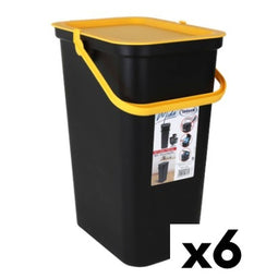 Recycling prullenbak Tontarelli Moda 24 L Geel Zwart (6 Stuks)