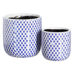 Plantenbakkenset Blauw Terra cotta 19 x 19 x 17 cm Cirkelvormig (2 Stuks)