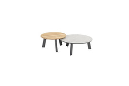 Taste - Emma set van 2 salontafels antraciet, 65 en 80 cm dia. keramiek / teak top Taste