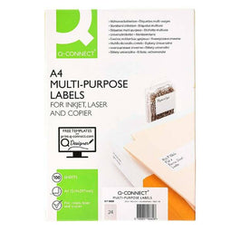 Klevende etiketten Q-Connect KF10639 Wit 100 Lakens 66 x 33 mm