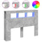 Hoofdeinde met LED 140x18,5x103,5 cm bewerkt hout betongrijs