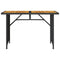 Tuintafel met houten blad 110x68x70 cm poly rattan zwart