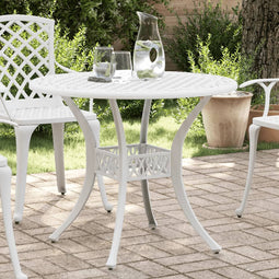 Tuintafel 90x75 cm gietaluminium wit