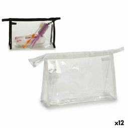 Reistasje Wit Zwart Transparant Plastic 27 x 12,5 x 7 cm (12 Stuks)