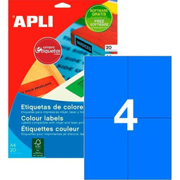 Printerlabels Apli Blauw 20 Lakens 105 x 148 mm