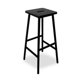 Gerestaureerde Werk-Leef Barkruk Massief Zwart Eiken Bike