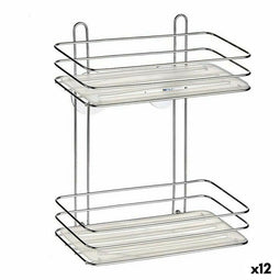 Badkamerschappen 26 x 30,2 x 11,5 cm Zilverkleurig Transparant Plastic Chroomstaal (12 Stuks)