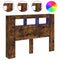 Hoofdeinde met LED 140x18,5x103,5 cm bewerkt hout gerookt eiken