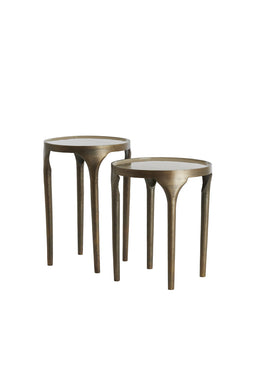 Light&living Bijzettafel S/2 Ø40x46+Ø36x52 cm LAPAZ antiek brons+taupe