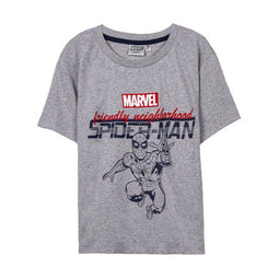 T-Shirt met Korte Mouwen Spider-Man Grijs Kinderen Maat 12 Jaar