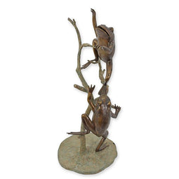 BRONZEN KIKKERFONTEIN MET 2 KIKKERS