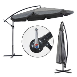 Zweefparasol - grijs- opvouwbaar - Ø 3,5m - 270 cm hoog