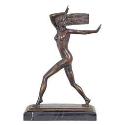 BRONZEN BEELD VAN EEN DANSERES hoogte 55 cm