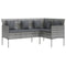 Loungebank met kussens L-vormig poly rattan grijs