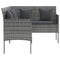 Loungebank met kussens L-vormig poly rattan grijs