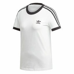 Dames-T-Shirt met Korte Mouwen Adidas 3 stripes Wit Maat 32
