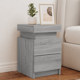 Nachtkastje met LED-verlichting 35x39x55 cm grijs sonoma eiken