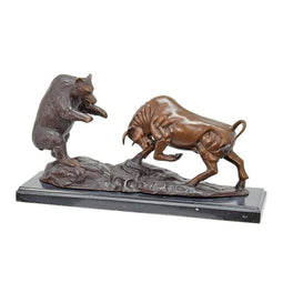 BRONZEN BEELD VAN DE STIER EN DE BEER