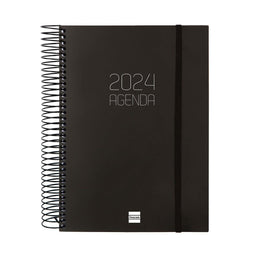 Agenda Finocam Opaque 2024 Zwart A5 15,5 x 21,2 cm