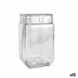 Blik La Mediterránea Vierkant Glas 1,6 L 11 x 11 x 18,5 cm (12 Stuks)