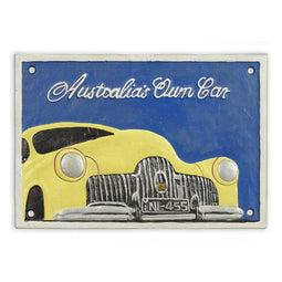 GIETIJZEREN "AUSTRALIA'S OWN CAR" PLAQUETTE