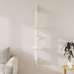 Kattenmeubel wandgemonteerd met krabpaal 142,5 cm crmekleurig